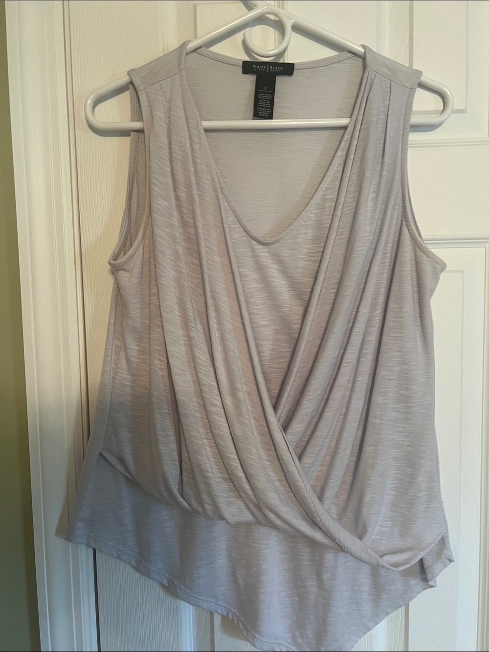 White House Black Market Light Gray Sleeveless Draped Wrap Tank